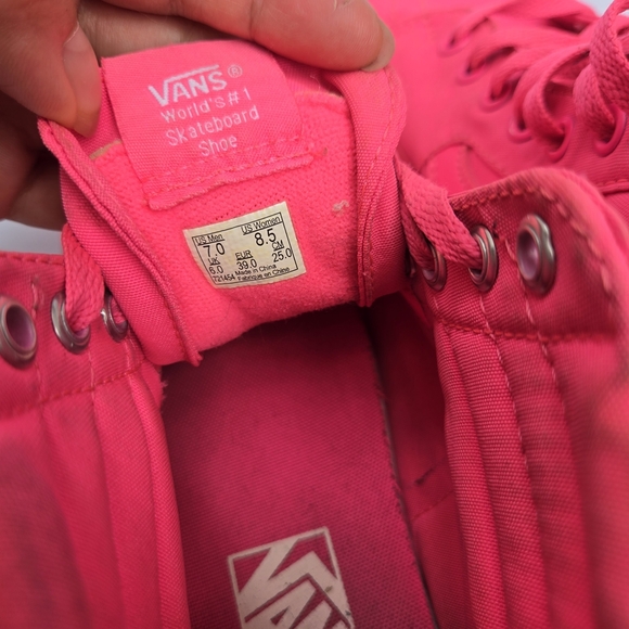 Vans Hot Pink High Top Sneakers Womens 8.5/Mens 7 - Picture 9 of 11